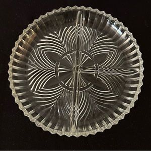 Vintage Indiana Glass company. Pressed glass 3 part relish dish.